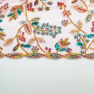 Pizzo con paillettes motivo fiori multicolor