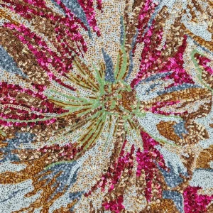Pizzo con paillettes oro multicolor