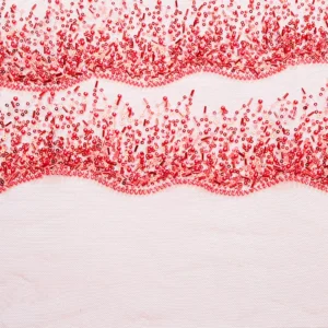 Pizzo con paillettes onde rosse